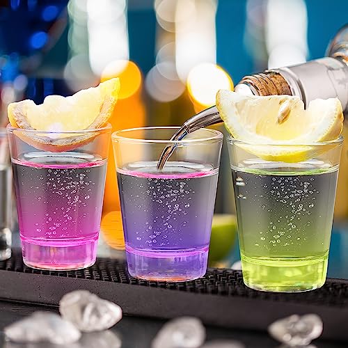Qipecedm 6 Pack Heavy Base Shot Glasses Set, 1.6 oz Colorful Shot Bulk, Clear Shot Glass, Tequila Cups Small Glass, Shot Glasses for Whiskey, Tequila, Vodka, Spirits & Liquors