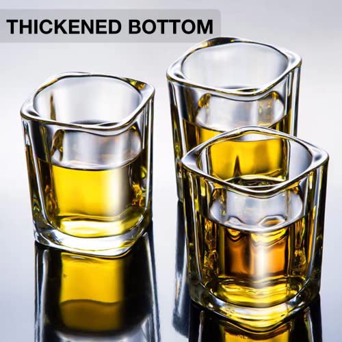 Hlukana 6 Pack Heavy Base Shot Glasses Set, 2.2 oz Clear Tequila Square Shot Glass Bulk, Espresso Shot Glass for Vodka, Whiskey, Tequila, Espressos, Spirits & Liquors