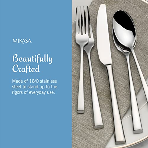 Mikasa Rockford 20-Piece Flatware Set, Service for 4, Forged 18/0 Stainless Steel Silverware with Modern Square-Cut Design, Dishwasher Safe Cutlery Set