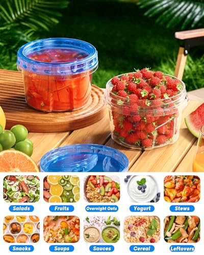 BiuLeon 6 Pack-17oz Freezer Storage Containers, Plastic Food Storage Containers with Twist Top Lids, BPA Free and Reusable Soup Containers with Lid, Microwave and Dishwasher Safe