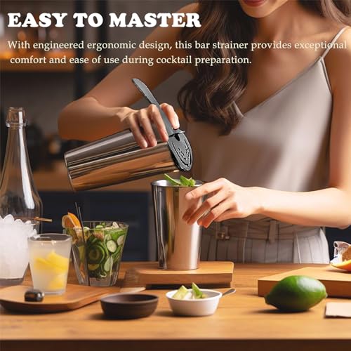 Sipoyen Black Cocktail Strainer for Drinks 2 Prong Hawthorne Strainer with Removable Spring Stainless Steel Bartending Strainer