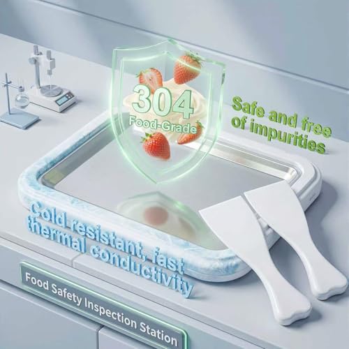 DETIOY Rolled Ice Cream Maker Kit 2026 Upgraded-【Italy-SOAR-SUS-304】 Stainless Steel- DIY Rolled Ice Cream Tray 【Upgraded High-Freezing Refrigeration】 with 2 Scrapers