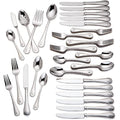Lenox Silverware Set For 12, French Perle 65-Piece Flatware Set with Serving Utensils, Service For 12, Elegant 18/10 Stainless Steel Utensils with Beading, Knives Spoons & Forks (Silver, 65 Piece)