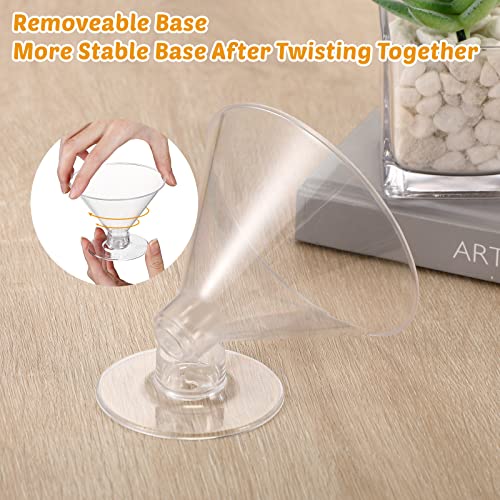 Yinkin 100 Pcs 5 oz Plastic Martini Glasses Disposable Clear Cocktail Dessert Parfait Glasses Unbreakable Mini Martini Cups for Wedding Party Bowl Wine Ice Cream (Stemless)