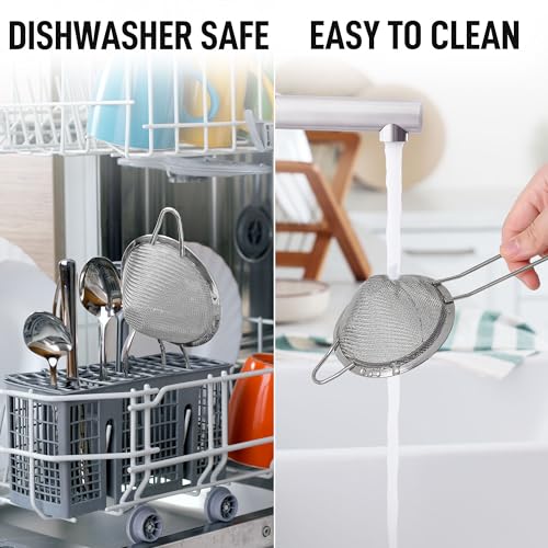 Zulay Kitchen 304 Stainless Steel Fine Mesh Strainer 3.35 in - Strainers Fine Mesh, Tea Strainers for Loose Tea - Perfect for Tea, Cocktails, Juicing, Drinks, Liquids, Matcha, Coffee & More