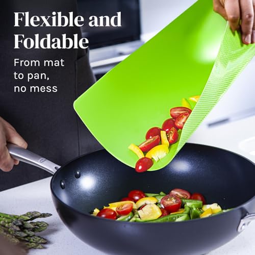 Extra Thick Flexible Plastic Cutting Board Mats, Set of 6 for Kitchen, BPA Free, Non-Slip Waffle Back, Dishwasher Safe Cutting Boards, Color Coded with Food Icons, 15x12 Inch - Cooler Kitchen