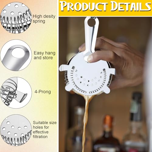 Funnymoom 16 Pack Cocktail Strainer 4 Prong Stainless Steel Bar Bartender Strainer 6 Inches Silver Bar Drink Tool for Bartenders and Mixologists
