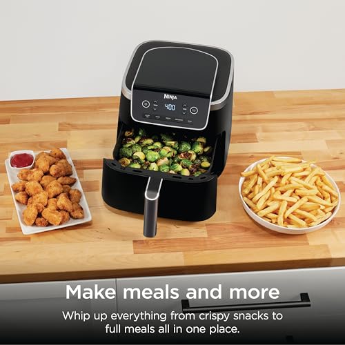 Ninja Air Fryer | 5 QT Capacity fit up to 4lbs of Fries | 5-in-1 Air Fry, Bake, Roast, Reheat, & Dehydrate | 400°F | Air Crisp Technology | 1750 Watts | Nonstick Basket & Crisper Plate | Grey | AF142