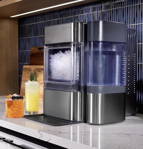 GE Profile Opal Ultra, Countertop Nugget Ice Maker, 1 Gal XL Side Tank, *Amazon Exclusive*, 38 lbs/Day, Pebble Pellet Crushed Ice Machine, WiFi Stainless Steel