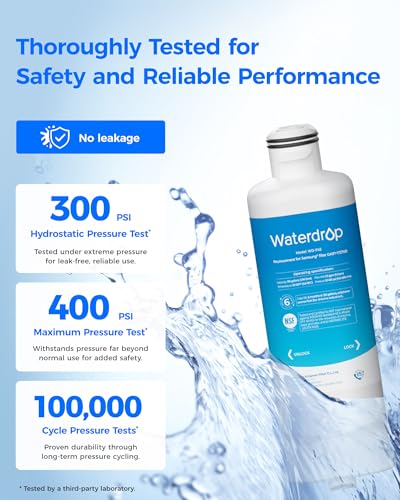 Waterdrop WD-F45 Replacement for Samsung® DA97-17376B, HAF-QIN/EXP, DA97-08006C, RF28R7201SR, RF28R7351SG, WD-F45, Refrigerator Water Filter, 3 Filters