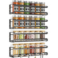 Bunoxea Spice Rack Wall Mounted 4 Pack, Black,For Spice Jars & Seasonings