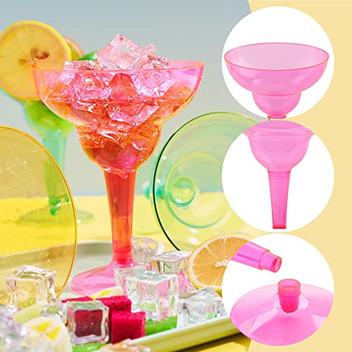 JOYIN 48PCS Plastic Margarita Glasses Cups, 12 oz Neon Disposable Cocktail Cup, Drink Cups for Cinco De Mayo Fiesta Decoration, Mexican Theme Party Supplies