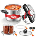 VEVOR Pressure Cooker, 6.3Qt Pressure Cooker Stainless Steel, Pressures Canner with Steaming Rack, Tempered Glass Lid, Three Pressures Settings for Meat, Beans, Rice, Soup, Sauces, Cook up to 100 kPa