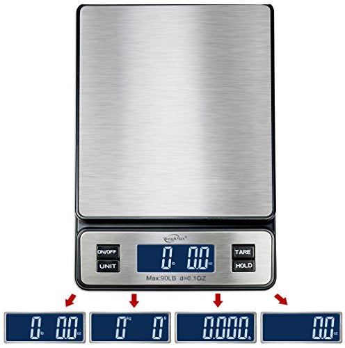 Weighmax W-2809 90 LB X 0.1 OZ Durable Stainless Steel Digital Postal Scale, Shipping Scale With AC adapter, 1 Pack