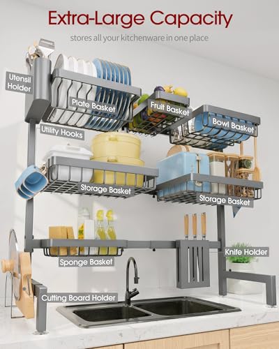 Sakugi Dish Drying Rack Over The Sink, Dish Drainer for Kitchen Counter