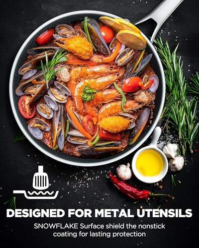Non Stick Frying Pan Set, 10 Pcs Nonstick Hybrid Skillets and Saucier Pans Set, PFOA Free Kitchen Cookware, Dishwasher & Oven Safe, All Cooktop Compatible