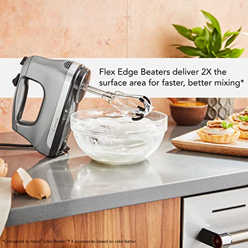 KitchenAid 6 Speed Hand Mixer w/Flex Edge Beaters, KHM6118, Contour Silver