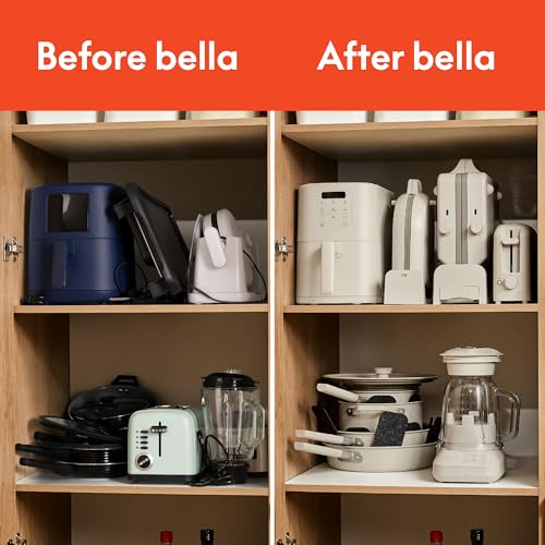 bella Flip-n-Store Waffle Maker with EverGood™ Ceramic Nonstick Coating, Fits-anywhere™ Kitchenware, Power Indicator Light, Cool Touch Handle & Cord Wrap, 7” Wide & 1" Deep Plates, 1000 Watt, Oatmilk