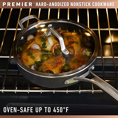 Calphalon Premier 3.5 Quart Sauce Pan with Lid, Hard-Anodized Nonstick Cookware with MineralShield Technology, Dishwasher & Oven Safe