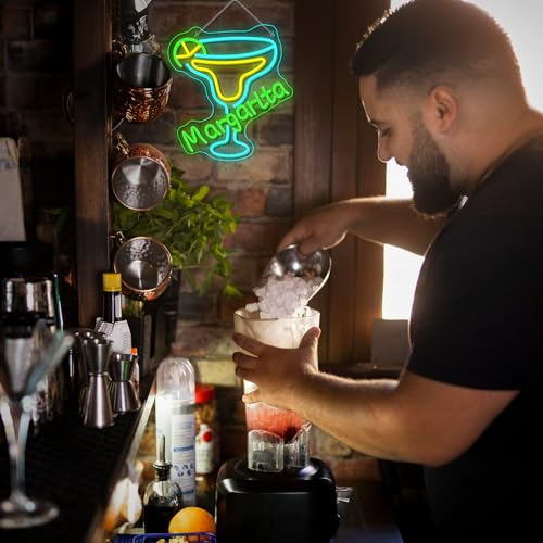 DREAMFORT Margarita Neon Sign Tropical Light LED Wall Decor for Bars, Kitchen & Party Spaces Festive Cocktail Glass Design