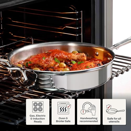 All-Clad D3® Stainless Steel 6 Quart Saute Pan Covered- Made in the USA- The Original Bonded Professional Cookware- Oven Safe & Induction Compatible
