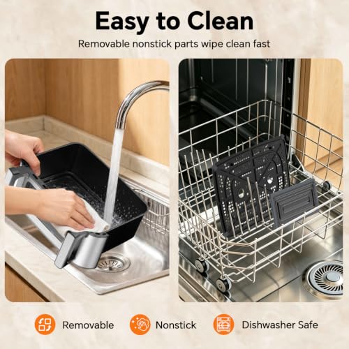 Emphsism 12QT Large Dual Zone Air Fryer with Divider, Match Cook & Smart Finish, Air Fry/Roast/Bake/Toast/Dehydrate/Reheat/Keep Warm/Preheat, Nonstick Dishwasher-Safe Basket, Digital Touchscreen