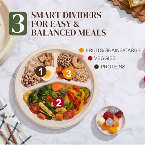 Havawish 80 Pack 10" Disposable Portion Control Plates for Adults