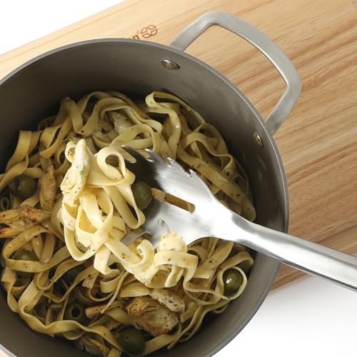 Calphalon Prime Pasta Server, Stainless Steel Pasta Serving Spoon for Spaghetti, Noodles & Pasta, Heavy-Gauge Heat-Resistant Utensil with Weighted Handle