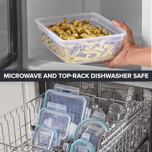 Snapware Plastic Total Solution (21-Pack) Large Food Storage Containers Set, Meal Prep Containers with Plastic BPA-Free Lids & 4 Locking Tabs, Microwave, Dishwasher, and Freezer Safe