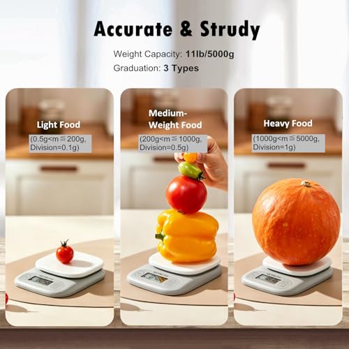 Food Scale Digital Kitchen Scale Weight Grams and Ounces of NUTRI FIT, Portable & Accurate Scale for Cooking Baking Jewelry Coffee Postage, Stylish Compact Design, Max 11lb 0.5g Increment, Smart Tare