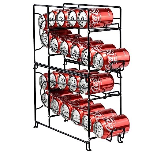 SUFAUY Beverage Can Dispneser Organizer, Stackable Shelves for Storage for Pantry, Black- 2 Pack