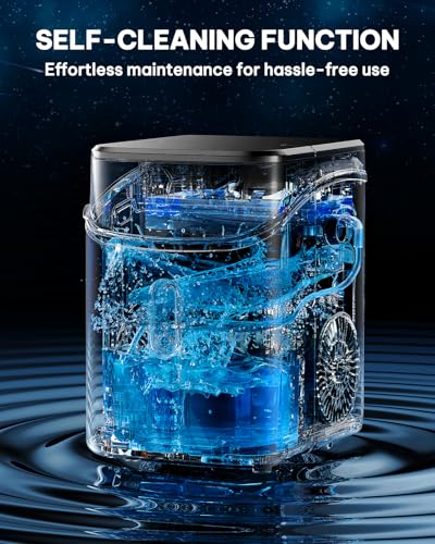 Silonn Nugget Ice Maker Countertop, Pebble Ice Makers with Crushed Soft Chewable Ice, 33lbs Per Day with Scoop, Pellet Portable Ice Machines with Auto-Cleaning for Home, Kitchen, Office, Black