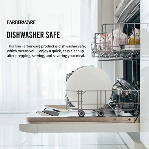 FARBERWARE Large Cutting Board, Dishwasher- Safe Plastic Chopping Board for Kitchen with Easy Grip Handle, 11in by 14in, White