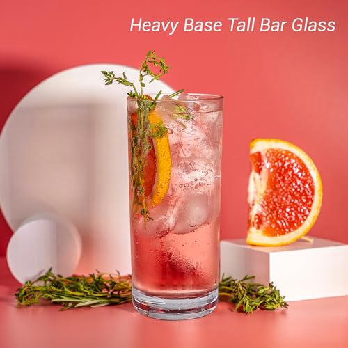 Highball Glasses, Water Drinking Glasses Set of 6, Old Fashioned Glass Tumbler, Elegant Collins Glasses for Water, Juice, Cocktails, Wine, Beer, and Whiskey, 13 oz, Set of 6 (Highball Glasses)