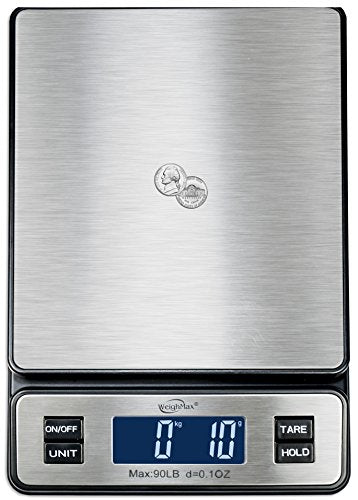 Weighmax W-2809 90 LB X 0.1 OZ Durable Stainless Steel Digital Postal Scale, Shipping Scale With AC adapter, 1 Pack