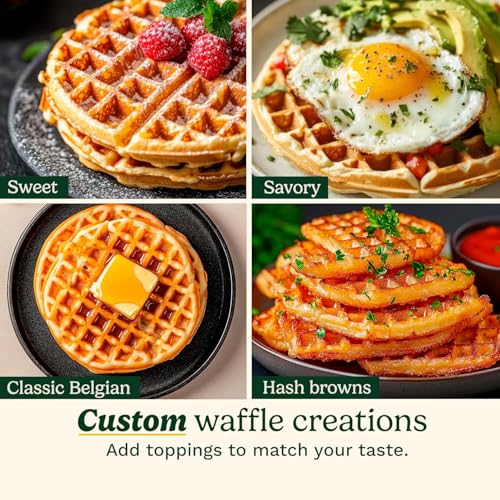 Cuisinart Belgian Waffle Maker, Round Waffle Iron, 6 Setting Adjustable Browning, Audible Alert, Nonstick Plates, WAF-200NAS