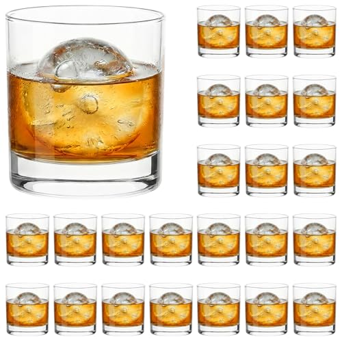 SUN GKOTTA 24PCS Old Fashioned Glass Set Bulk,10OZ Drinking Glasses,Heavy Base Rocks Glasses Set, Elegant Whiskey Glasses Bulk for Bourbon, water,Coffee,Cocktails and More