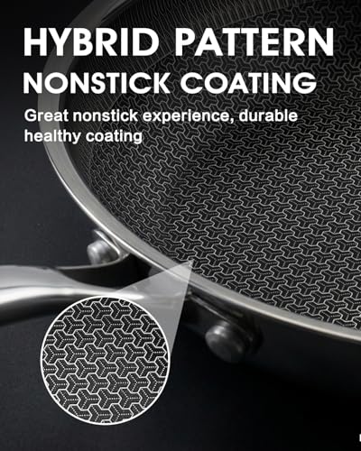 Tibbicc Stainless Steel Non Stick Frying Pan with Lid - PFOA Free