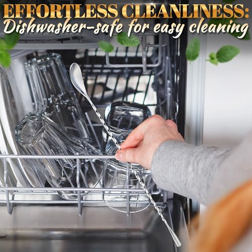 4 Pcs Bar Spoon Cocktail Mixing – 12'' Long Stainless Steel Cocktail Stirrers with Polished Surface – Home Bars, Coffee & Dirty Soda Bar Supplies, Practical Gift for Drink Mixing Lovers | Sugar Spoon