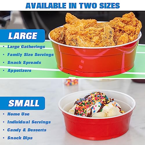 GoBig Red Party Cup Bowls - 30 Large Disposable Plastic Bowls