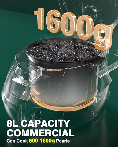 WantJoin Boba Maker - Commercial 8L Bubble Cooker Automatic Cooking Pot Tapioca Maker Warmer Machine for Bubble Tea Milk Tea Restaurant Dessert Stores, 1350W