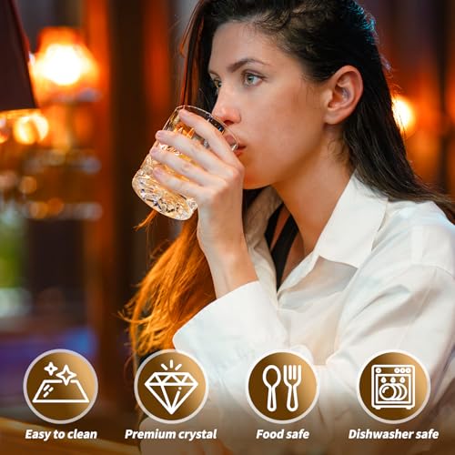 Ayearparty 24 Pcs Old Fashioned Whiskey Glasses Bulk 10 Oz Bourbon Glass Cocktail Rocks Glasses for Whiskey Bourbon Vodka Liquor and Cocktail Drinks Gift for Father