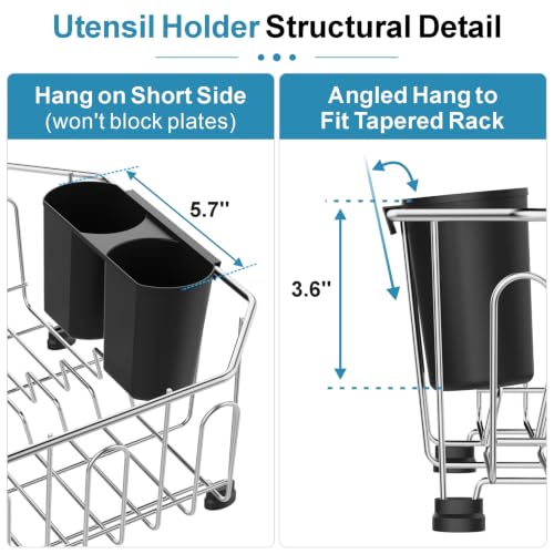 iSPECLE Small in Sink Dish Drying Rack - Stainless Steel Compact Inside Sink Dish Drainer for RV Apartment Kitchen, Rust Resistant, 11.6" W x 13.4" L, Silver