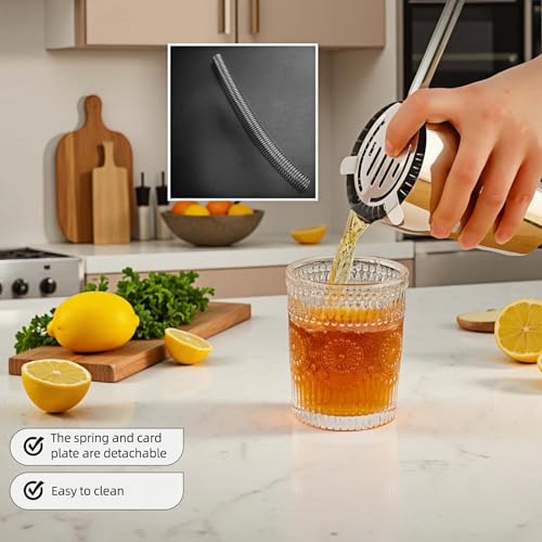 Professional Strainer for Bartender - Fine Mesh Cocktail Strainer with Detachable Spring, Leak Proof, Fits Shaker Tins & Pint Glasses, Professional 304 Stainless Steel, Dishwasher Safe Bar Tool
