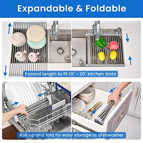 romise Roll Up Dish Drying Rack Over the Sink 12.5"-21.6" Expandable