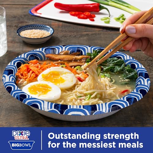 Dixie Ultra Extra Large Paper Bowls, 34 oz, 34 Count, Compostable, Microwave Safe, Disposable Bowls for Heavy Meals, Soups, Stews, and Everyday Use