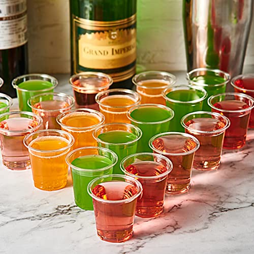 Lilymicky 1000 PACK 1 oz Plastic Shot Glasses, 1 Ounce Clear Disposable Party Cups for Vodka, Whiskey, Tequila, Mini Plastic Containers for Sauce, and Sample Tasting