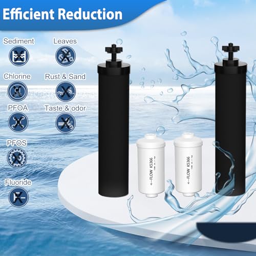 Virego Gravity Water Filters for Berkey Water Filter Replacement, Replacement for BB9-2® Black Filter & for PF-2® Fluoride Filters Combo Packs,Compatible with Berkey Gravity Water Filter System,NSF 42