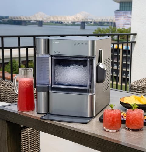 GE Profile Opal 2.0 Ultra Nugget Ice Maker with .75 Gallon Side Tank and Scale Inhibiting Filter, Scoop Included, 38 lbs in 24 Hours, Pellet Ice Machine with WiFi & Smart Connected, Stainless Steel