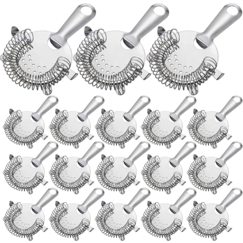 Funnymoom 16 Pack Cocktail Strainer 4 Prong Stainless Steel Bar Bartender Strainer 6 Inches Silver Bar Drink Tool for Bartenders and Mixologists